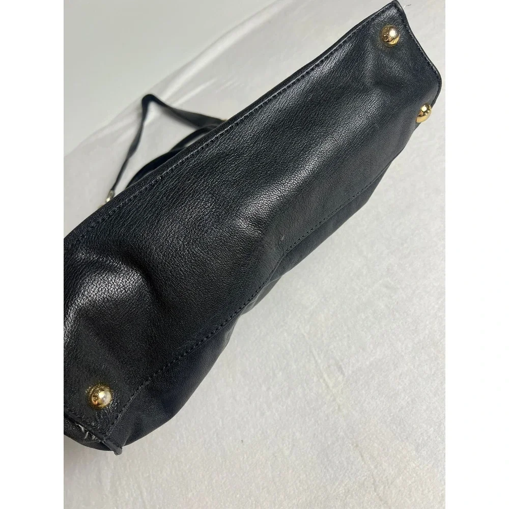 Michael Kors Hamilton Satchel Wm Large Black Leather Gold Hardware Tote Bag